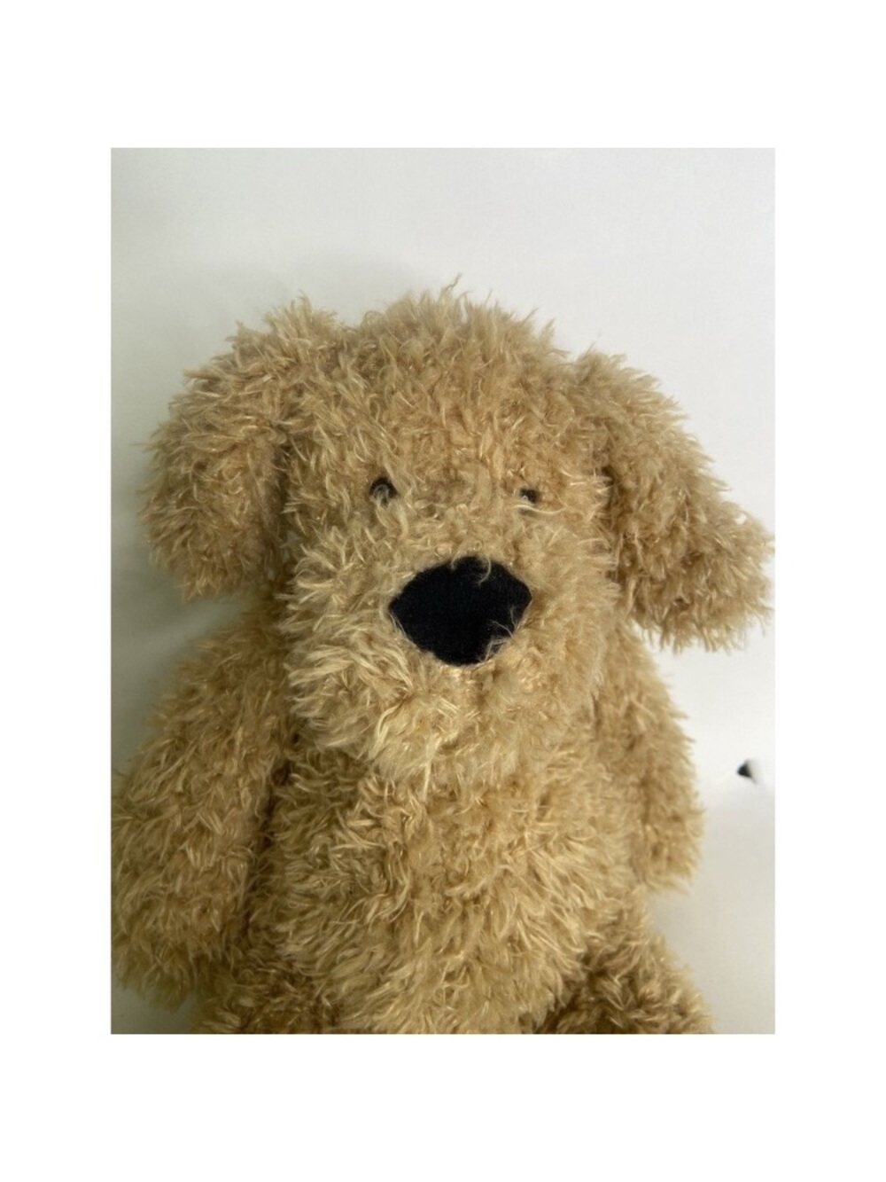 Tan Plush Dog Toy with Squeaker - Soft Fluffy Puppy